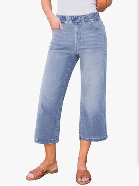 Amazon high rise pull on cropped flare leg jeans, size small